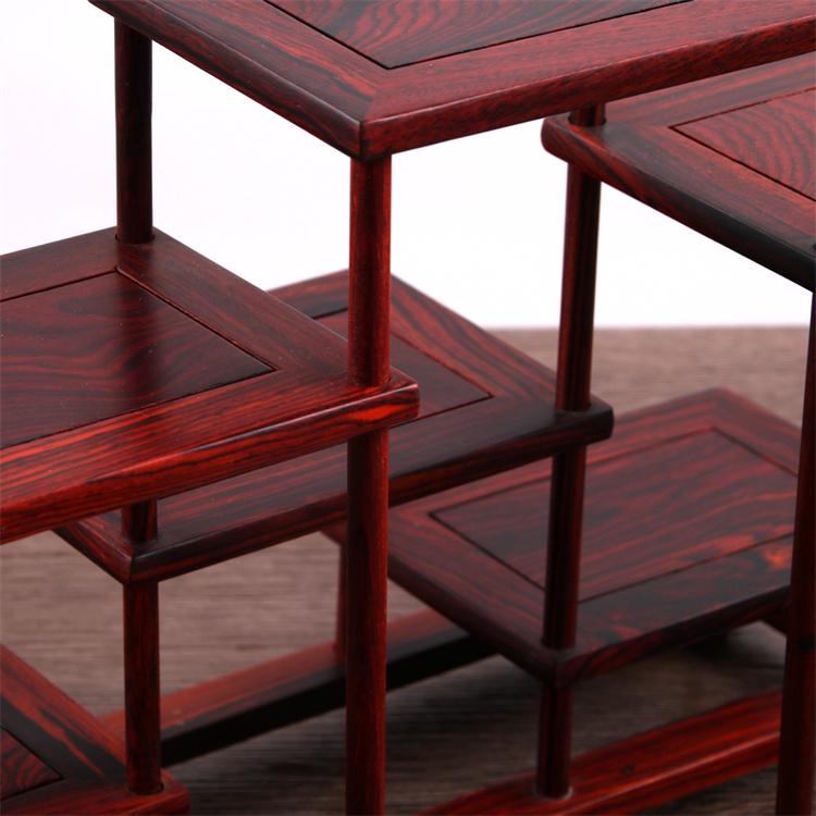 Rosenholz Sammlerschrank: Chinesischer Multi-Schatzschrank für Teekannen, Bonsais & Ornamente mit Zapfenverbindung Massivholzstruktur.