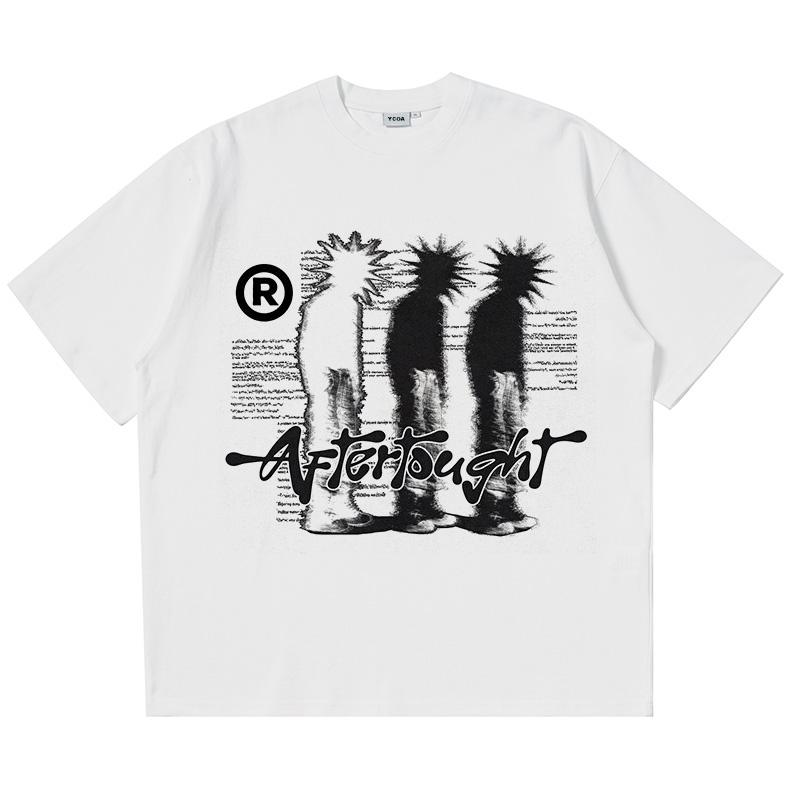 T-shirt da uomo Oversize Stampa Grafica Ombra Y2k Streetwear Top Manica Corta Tee Hip Hop Harajuku Estetica Vintage Abbigliamento