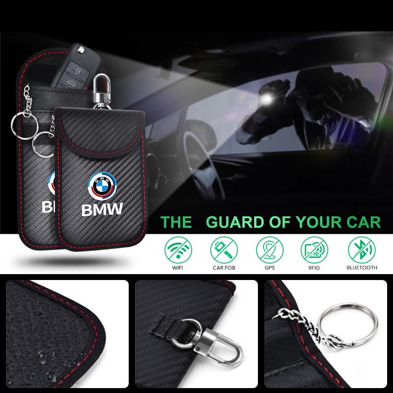 BAGI7 2026 Car Sticker Car Key Case Signal Blocker Bag RFID Shielding Pocket For BMW Performance E90 E60 F10 E39 F30 E36 G30 E87 E70 E