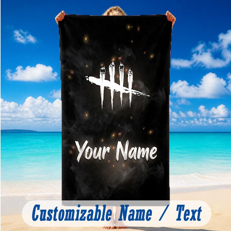 Beach Towel Custom Name Text, Quick Dry Large Towel For Beach HomeDead by Daylight