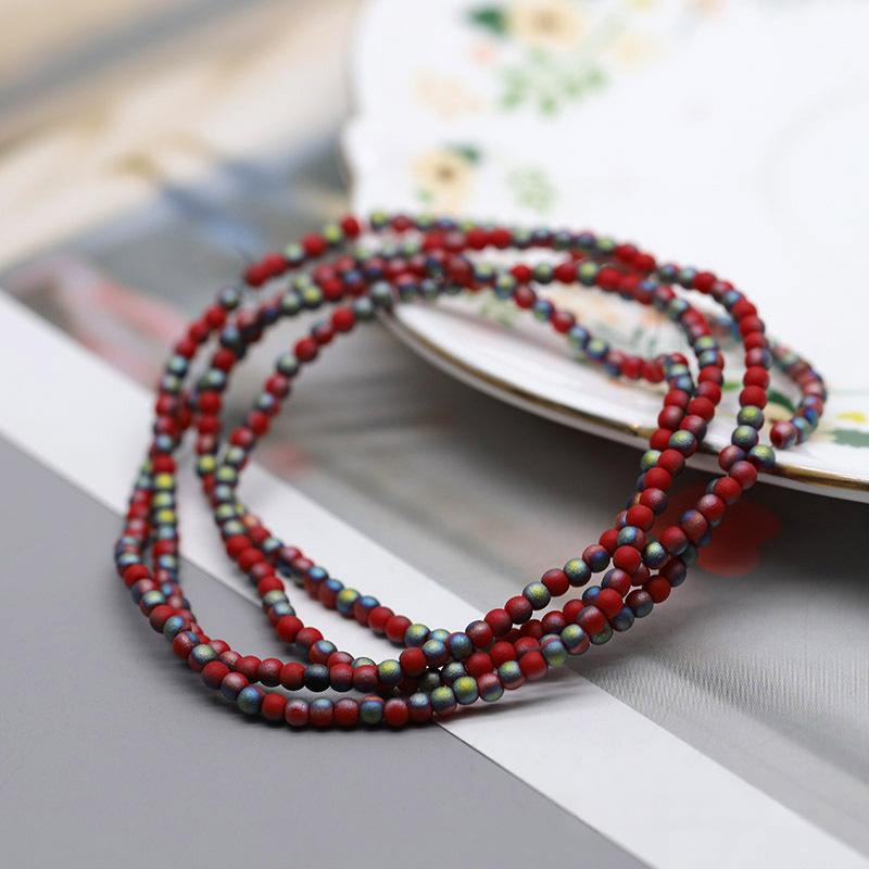 Matte Color Crystal Glass Beads 3mm 145pcs Round Loose Spacer Beads for Clothing Embroidery Decor Craft Making