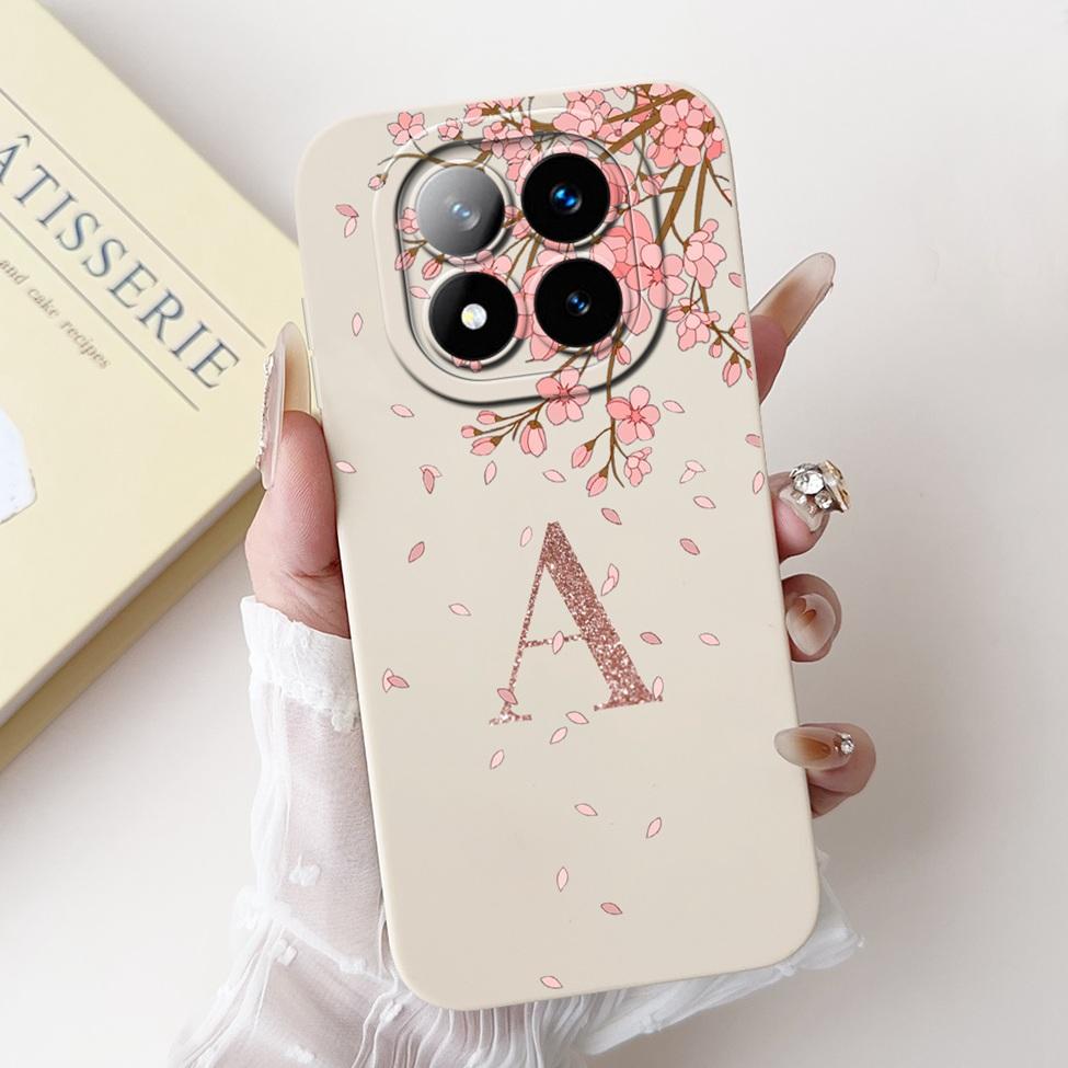 

For Redmi Note 14 Pro Plus 5G Case Fashion A-Z Letters Luxury Flowers Shockproof Silicone Cover For Redmi Note 14 Pro+ 5G Funda Note 14 Pro Plus