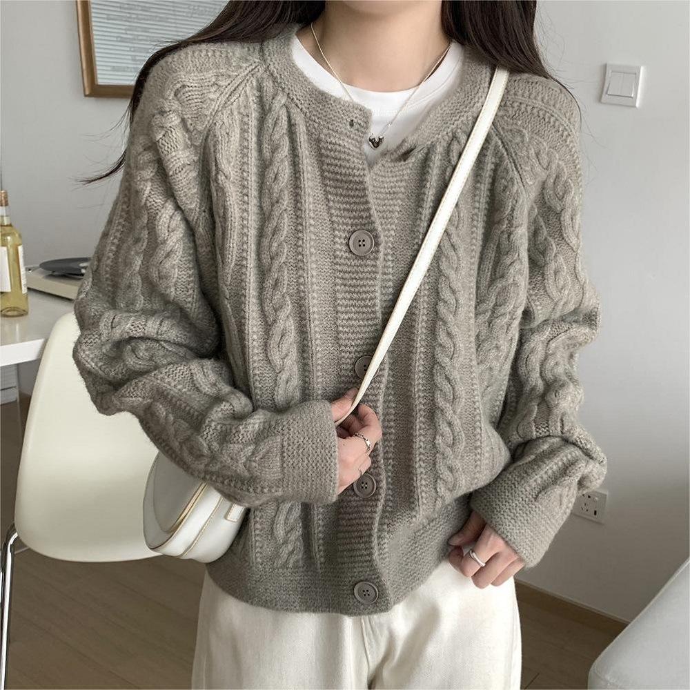 Autumn and Winter Solid Color Sweater for Women Knitted Cardigan Jacket for Women
