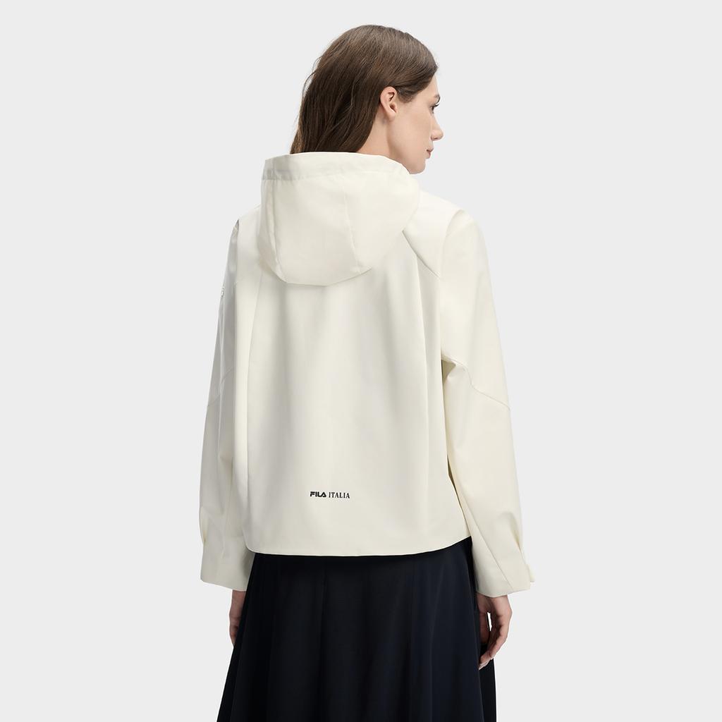 Fila White Fashionable Personality Simple Classic Retro Sports Casual Versatile Comfortable Hooded Loose Woven Jacket Women Jackets F11W613701FIV