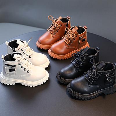 Barnsko Höst Vinter Ny Brittisk Stil Korta Stövlar Mode Halkskydd Festklänningar Läderstövlar Flicka Mjuk Sula Sneakers