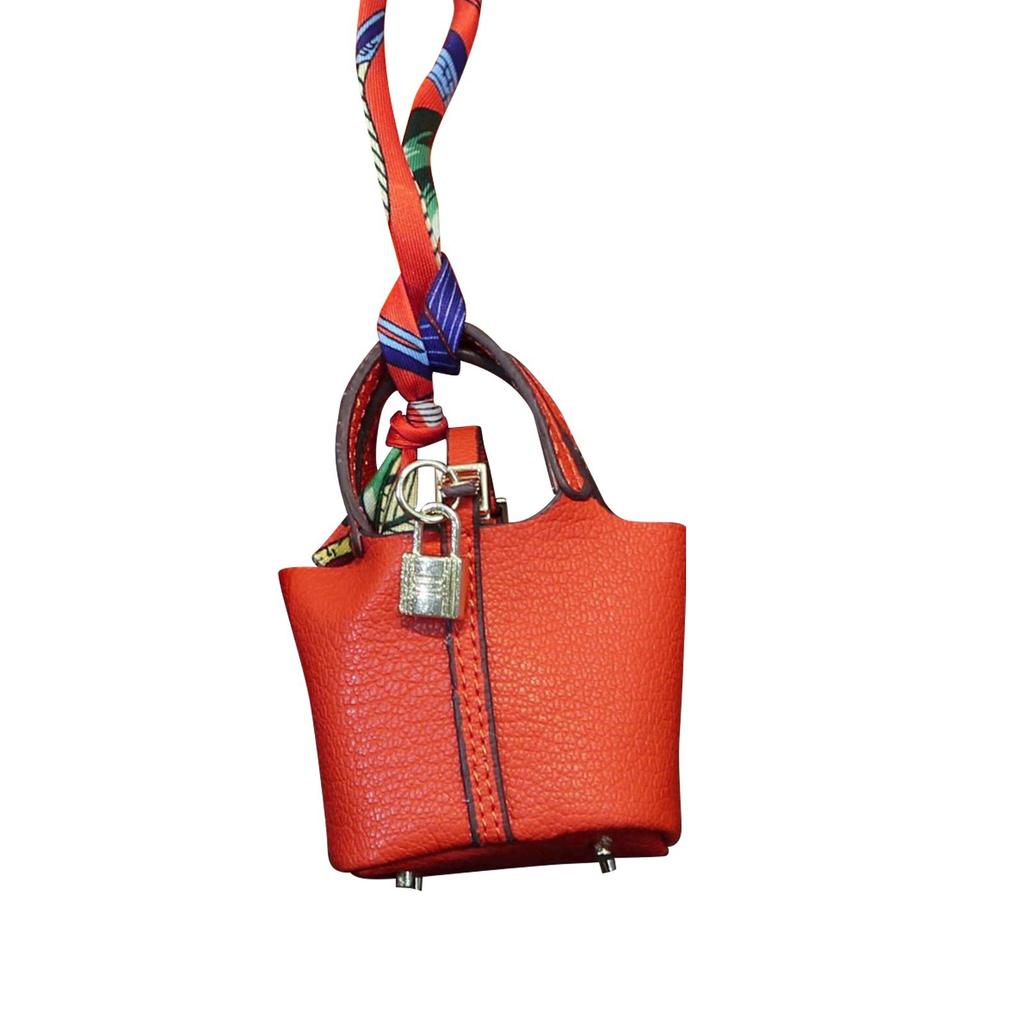 Cute Basket Bag Pendant Highgrade Leather Car Keychain Pendant Cute Creative Pendant