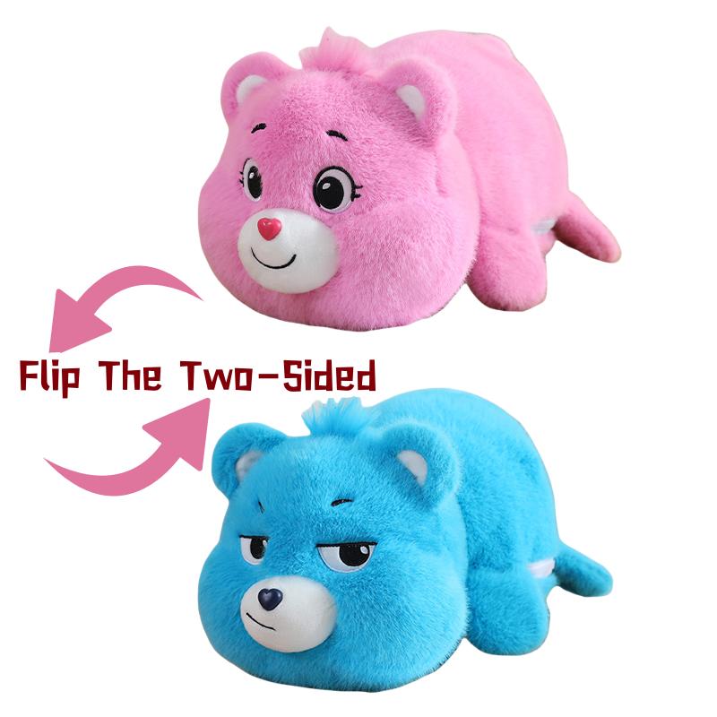 

Плюшевая игрушка Мишка Забота Перевертыш Двусторонний мишка Кавайная мягкая кукла Смешная мультяшная подушка в виде животного Декор комнаты Подушка Подарок на день рождения ребенку 35cm