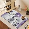 Rustic Floral Kitchen Counter Dish Drying Mat Super Absorbent Quick-Dry Non-Slip Rubber Backing Stain-Hiding for Coffee Machines