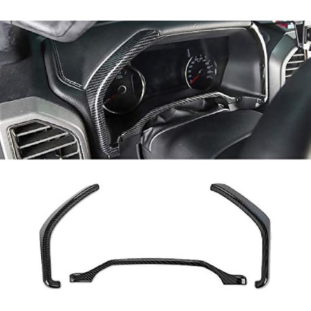 

Dashboard Side Meter Chrome Cover Trims Kit for 2015 2016 2017 2018 2019 2020 Ford F150 F250 F350 Super Duty Carbon Fiber