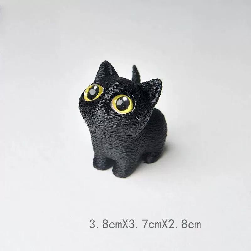 3D Printed Big-Eyed Cat Ornaments Mini Statues Miniature Cute Kitten Micro Landscape Crafts Small Ornaments Desktop Decoration