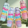 1PC Mama You Are My Safe Place Pattern 750ml Color Plastic Sports Water Bottle Leakproof Flip Straw Lid Suitable for Sports Office Home Use