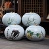 Blue-green Porcelain Tea Leaf Jar Round Orchid Ceramic Decorative Jar Multifunctional Home Candy Coffee Bean Herbal Sealed Box