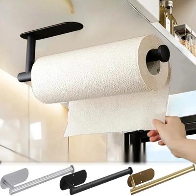 Adhesive Kitchen Paper Towel Holder Toilet Roll Dispenser Cabinet Storage Napkin Rack - Bathroom Organization Tissue Hanger