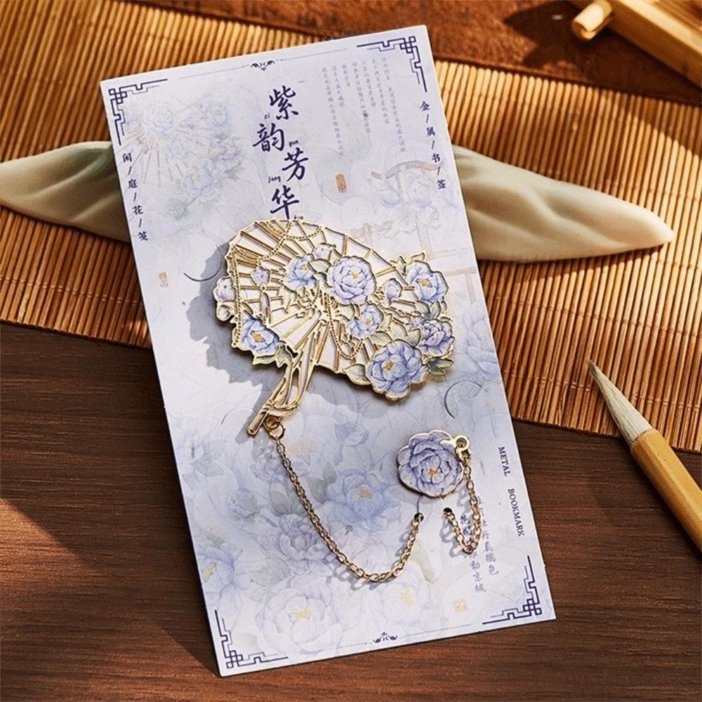 Bronzing Hollow Bookmark With Tassel Floral Bookmark Exquisite Design Metal Bookmark Book Club