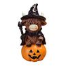 Highland Cow Figurine, Halloween Witch Pumpkin Skull Cow Statue, Resin Scottish Ornament for Calf Lovers, Shelf, Tiered Tray, Mantel, Tabletop Decor