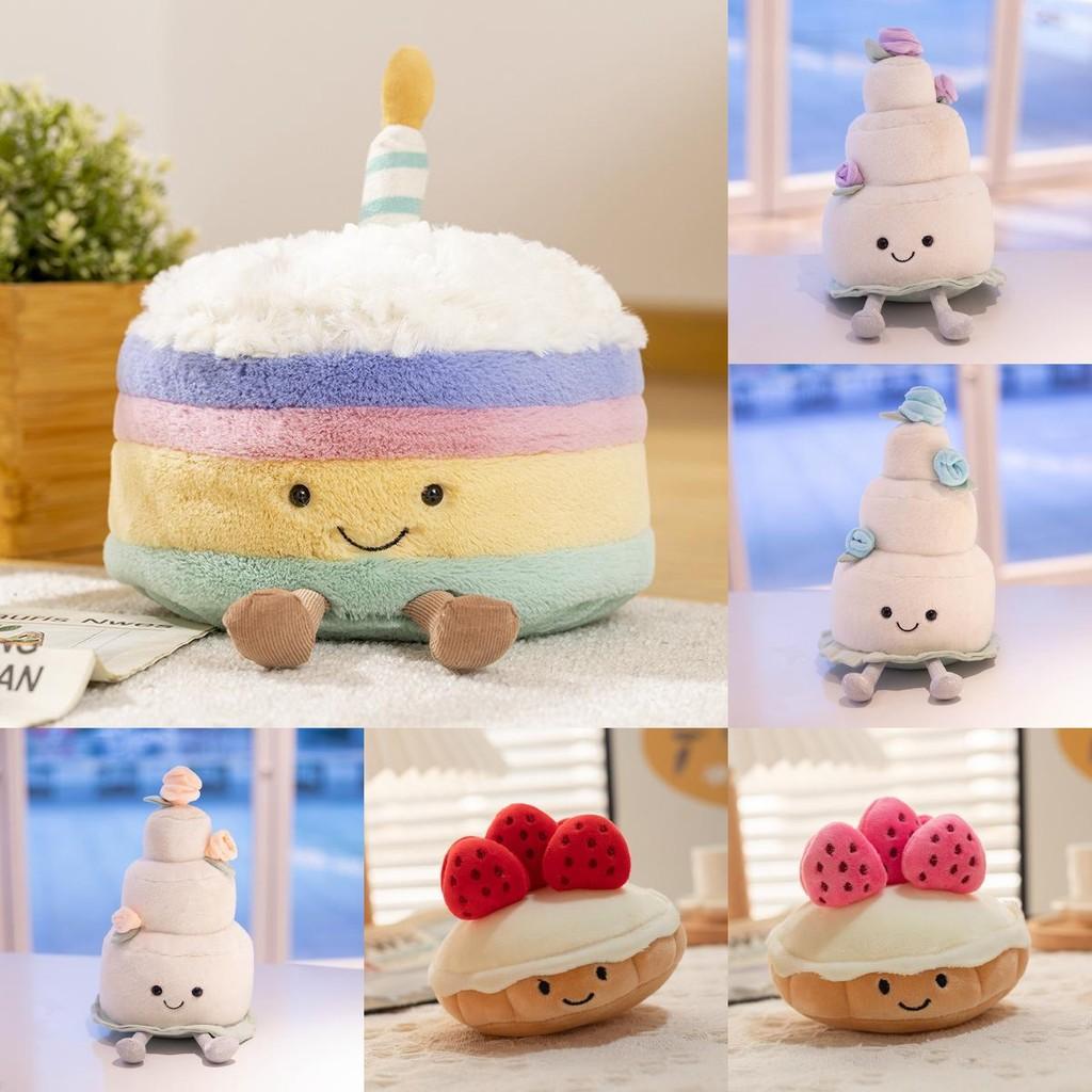 Plush Birthday Cake Toys Rainbow Cake Design Soft Stuffed Dolls Girls Gifts