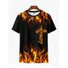 Herren T-Shirts 3D Vintage Sommer Mode Rote Flamme Hawaiianisches T-Shirt Männliches Sommer Kurzarm Oversized Shirt Für Männer Oberteil