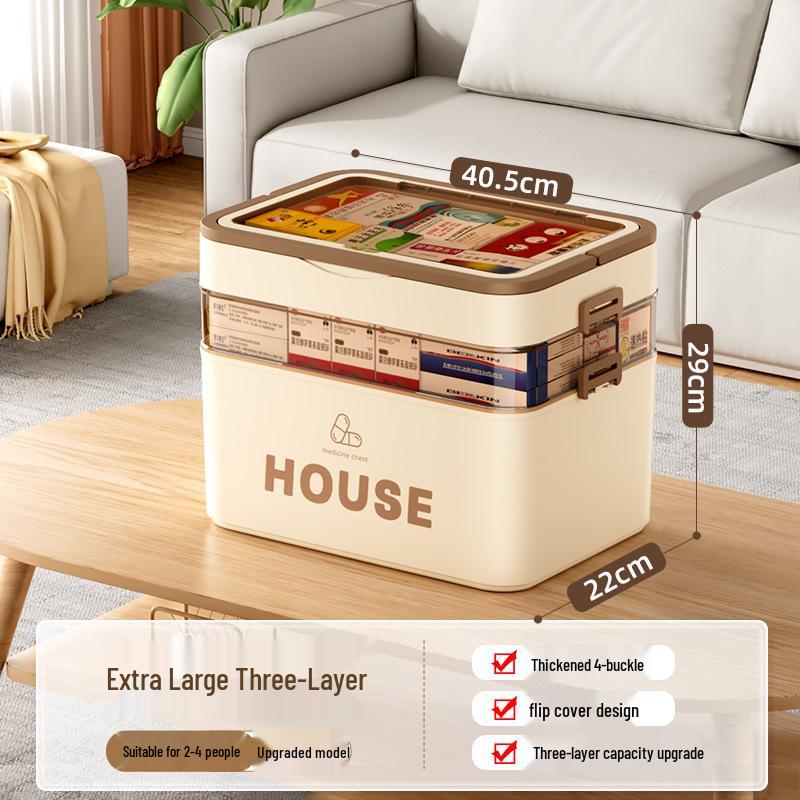 Large Multi-Layer Medicine Storage Box - Portable Family First Aid Kit
