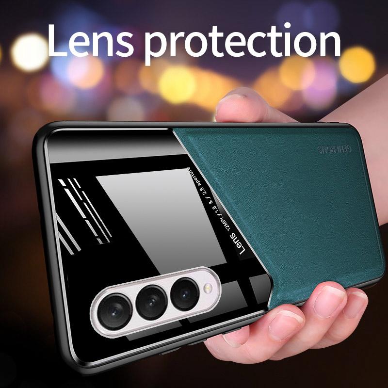 Fall Für Samsung Galaxy Z Flip 3 4 Coque Luxus Leder Telefon Fall Für Samsung Z Fold 3 4 5G Magnetische Silikon Schutz Abdeckung