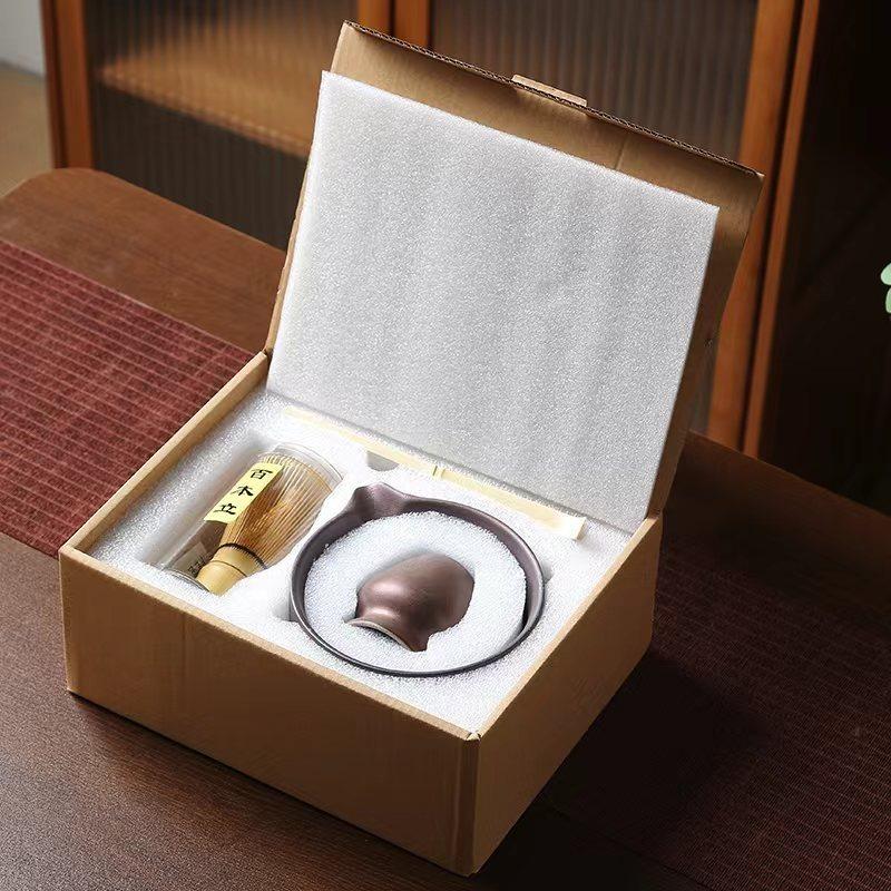 4PCS Japanese Matcha Set Bamboo Whisk Teaspoon Ceramic Bowl Matcha Ceramic Set Tea-making Tools Accessories CJTZ005