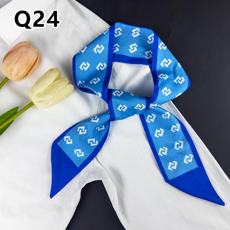 New Long Versatile Silk Scarf Tied Hair Band Bow Letter Floral Streamer Tied Bag Gift Small Silk Scarf