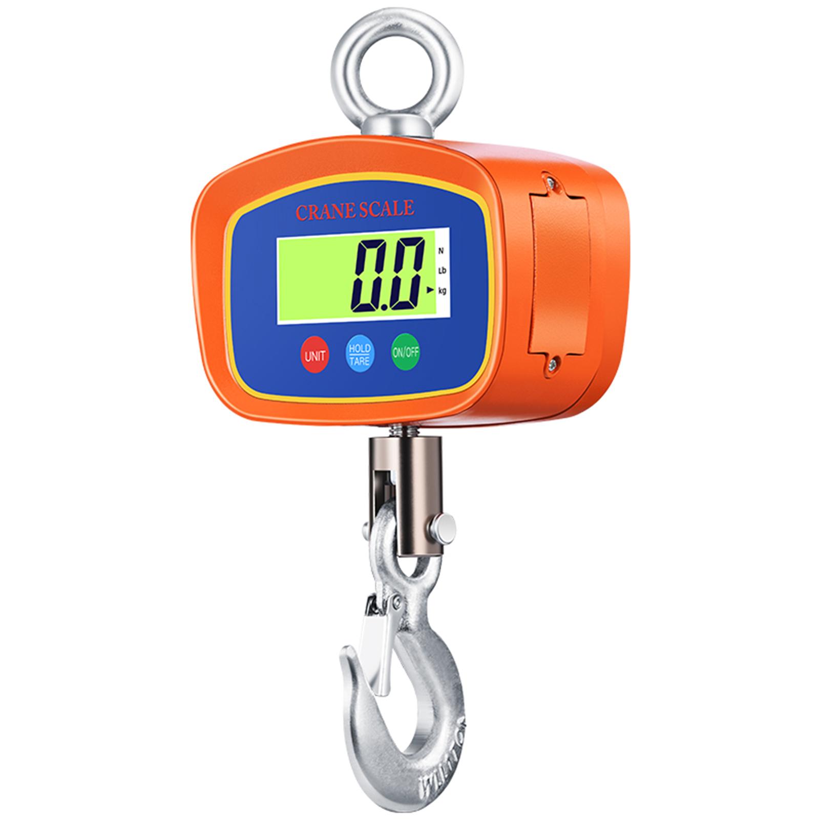 

1000kg 500g Digital Hanging Scale Industrial Crane Scale with Aluminum Case LCD Backlight Screen Unit Switch Data Hold оранжевый