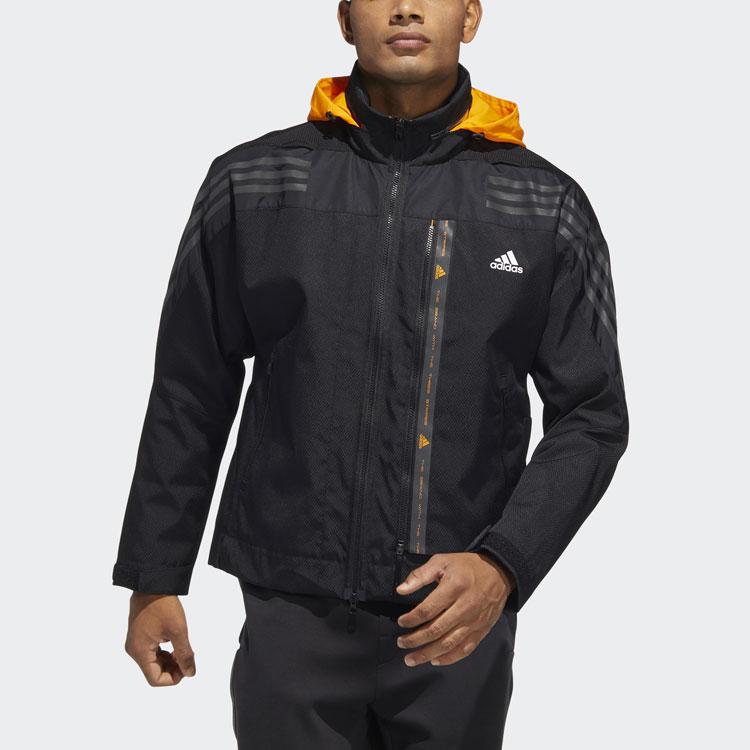 Adidas TH 99 Pro pruhovaná ležérní sportovní bunda s kapucí Pánské svrchní oblečení Černá HE9909