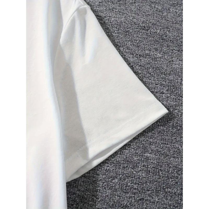 Europäische Größen Modischer Print Herren-T-Shirt | Schlichter Schnitt, der Männlichkeit hervorhebt, Rein, Kombination aus ruhiger Unifarbe und lebendigem Druck