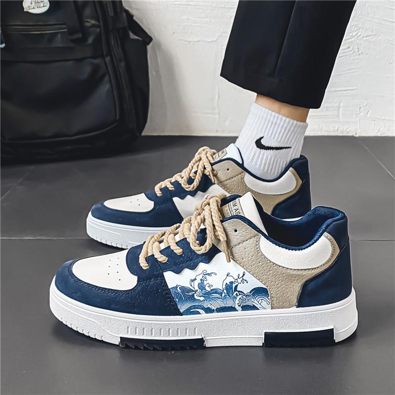 

Men s shoes spring breathable little white shoes Korean version trendy versatile shoes 2024 new men s wear-resistant sports and leisure shoes 39 темно-синий