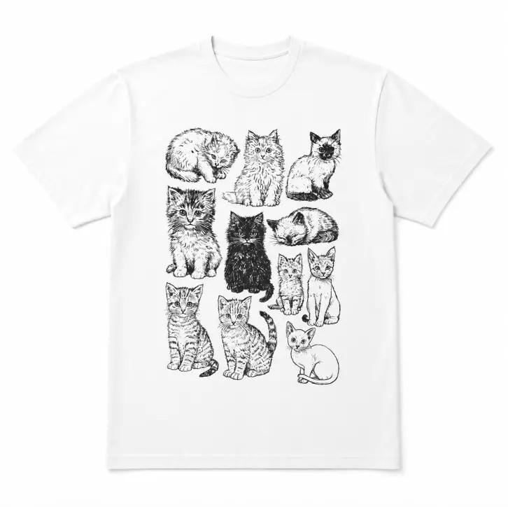 Vintage Tattoo Style Cat Shirt Retro 90s Kitten Tee Cat Lover Gift