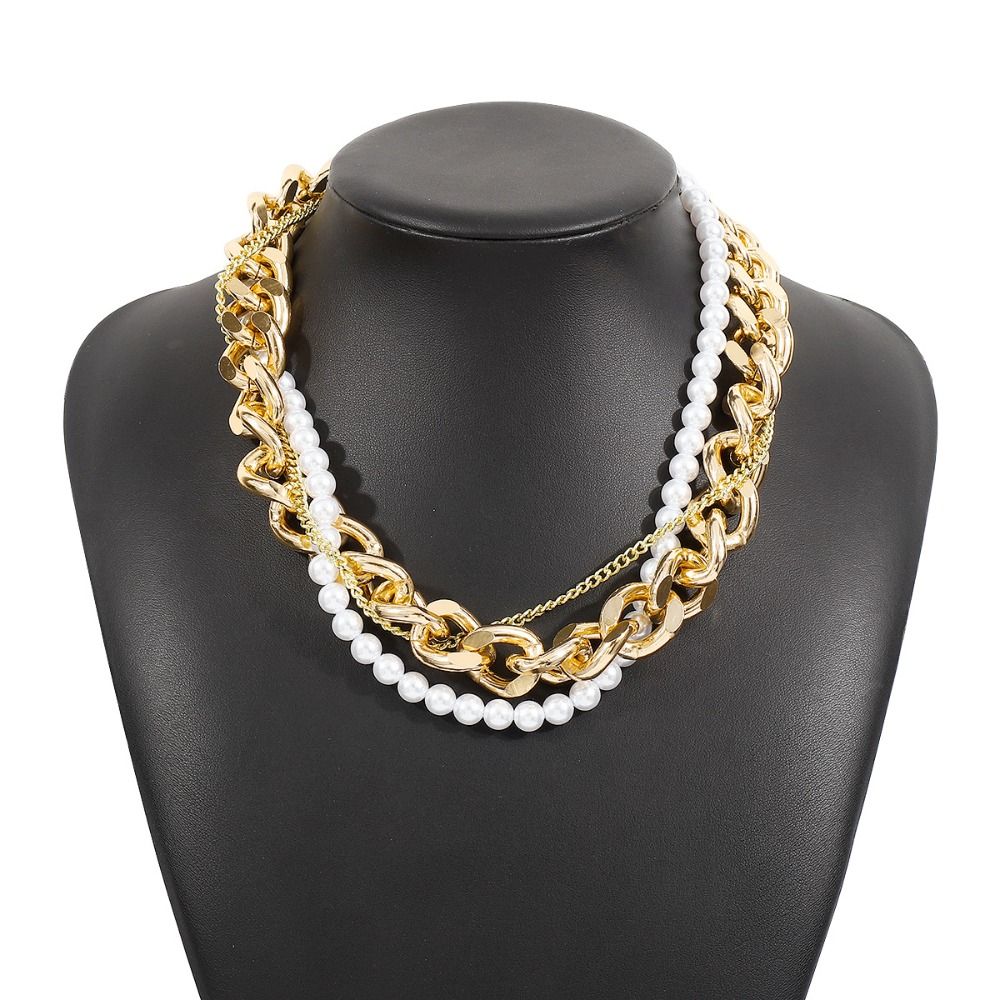 Imitation Pearl Pearl Chain Twine Necklace Neckchain Exaggerated Necklace  Wedding