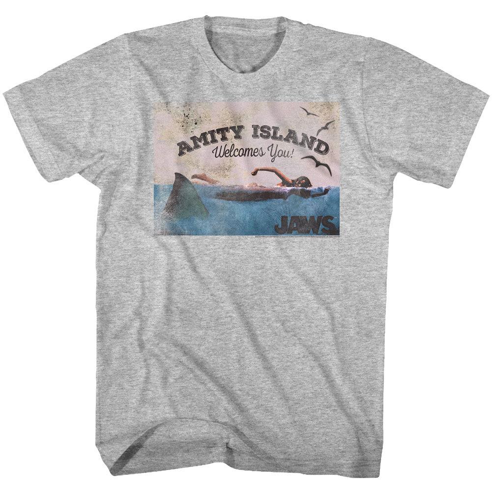 Jaws 70 Thriller Movie Amity Island Welcome You Shark Is Hungry Men T Shirt M