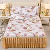 Pink Flowers Lace Bed Skirt Set Summer Ice Silk Smooth Comfortable Bedspread with Pillowcases Luxury Queen King Size Bedding Set
