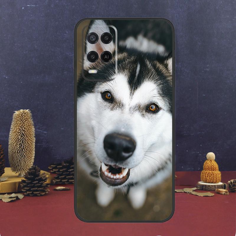 Animal Husky Puppy Case For Oppo A16 A76 A96 A17 A57 A40 A60 A80 A98 A58 A78 A18 A38 A54 A74 A94 A15 A5 A6 Pro