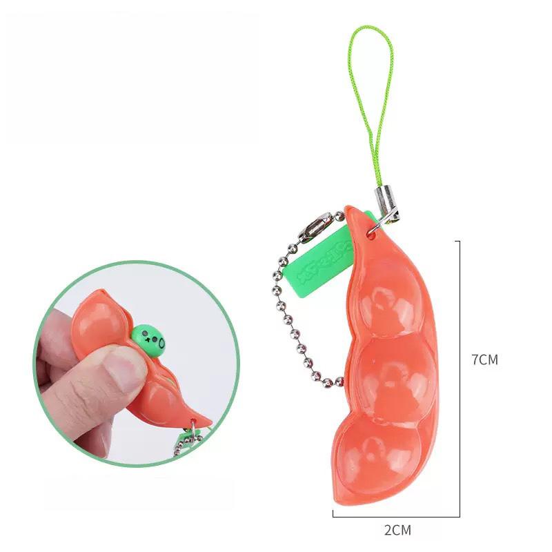 Fidgetleksaker Edamame Squishy Nyckelring Stresslindring Klämbönor Bönor Söt Vuxenleksak Avstressningspaket