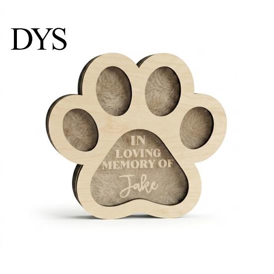 Pet Remembrance Box for Cat Hair Keepsake Box, Cute Paw Shape Memorial Wooden Fur Dogs And Cats, Loss Sympathy Gift Custom