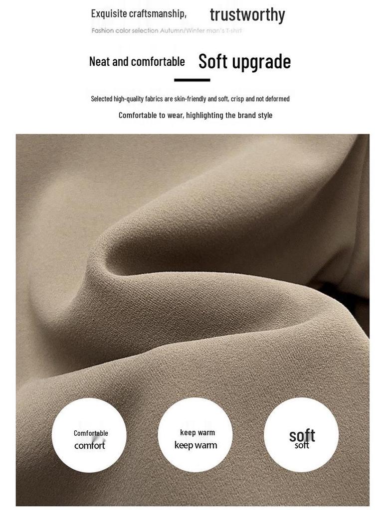 Men's Plus Velvet Thickened Round Neck Sweatshirt - Mid-Aged Casual, Warm, Skin-Friendly Base Layer