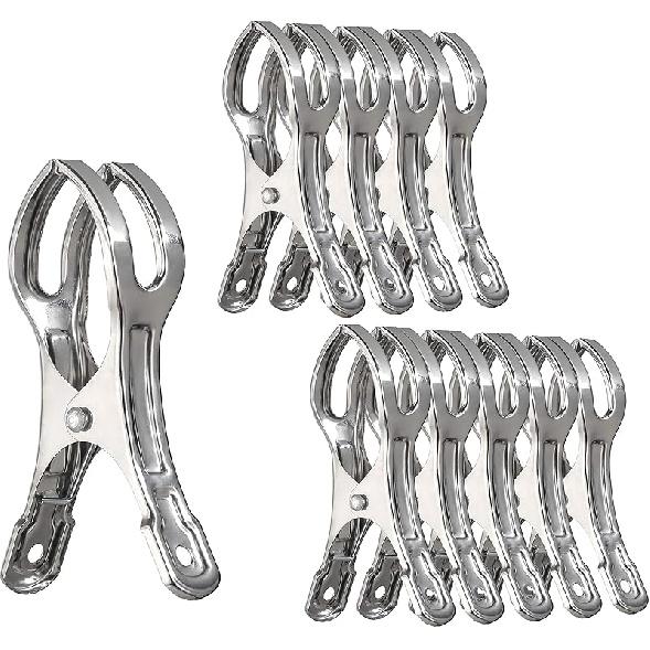 WEBI Pool Cover Clips Beach Towel Clips,12 Packs 5.5 Inch Beach Chair Clips,Above Ground Pool Cover Clamps for Chairs,Cruise,Boat,Blanket,Quilt