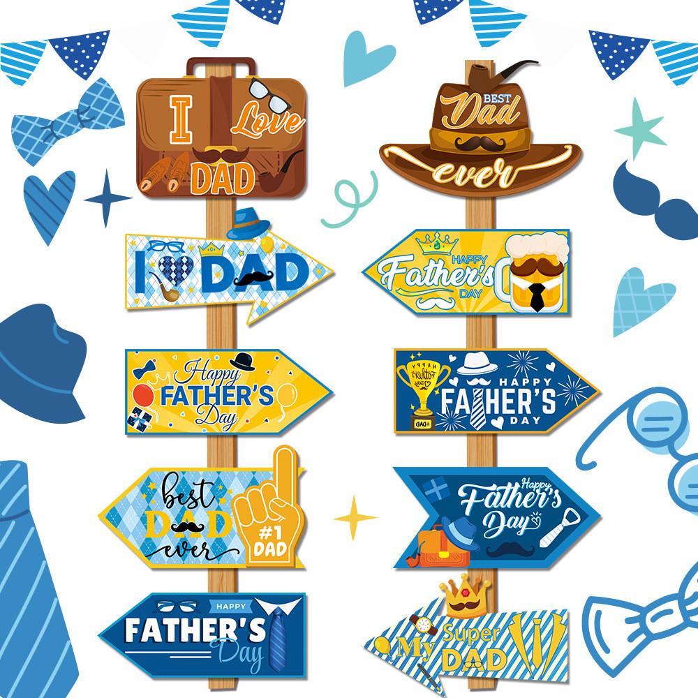 Father Day Themed Paper Wooden Stakes Directional Signs Party Scenes Props Decor