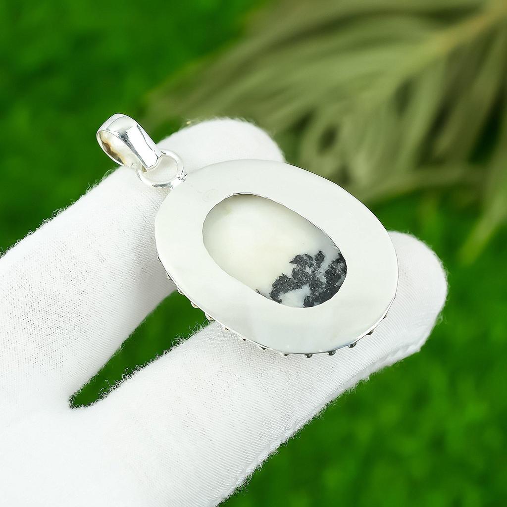 Natural Zebra Jasper Gemstone Jewelry 925 Sterling Silver Pendant For Girls