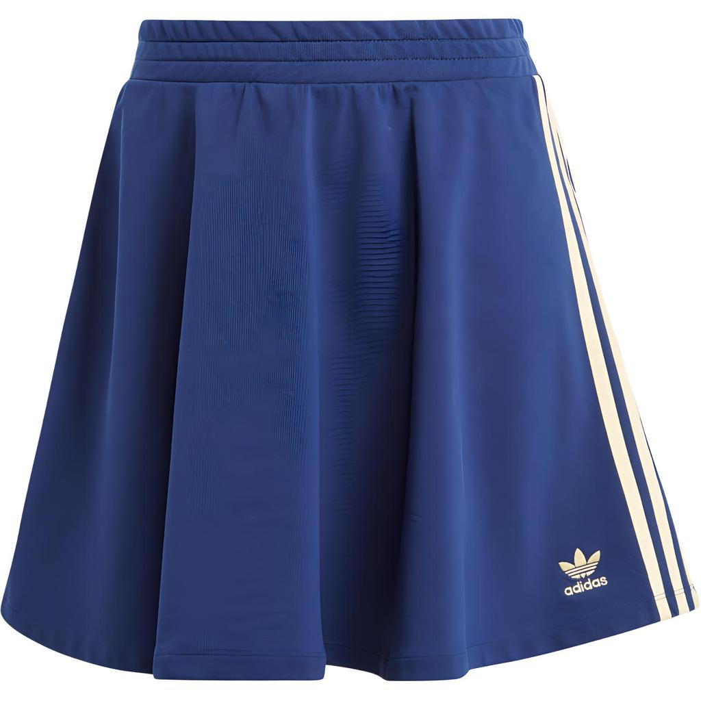 Adidas Originals Women Stripe Graphic Regular Fit Cotton Blend Casual Lifestyle Skirt Blue White IR7470