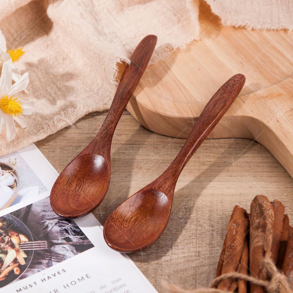1~6PCS Wooden Spoons Non-Stick Honey Dessert Spoon Coffee Spoons Small Wooden Spoon Coffee Drink Stirrer Teaspoons Tableware