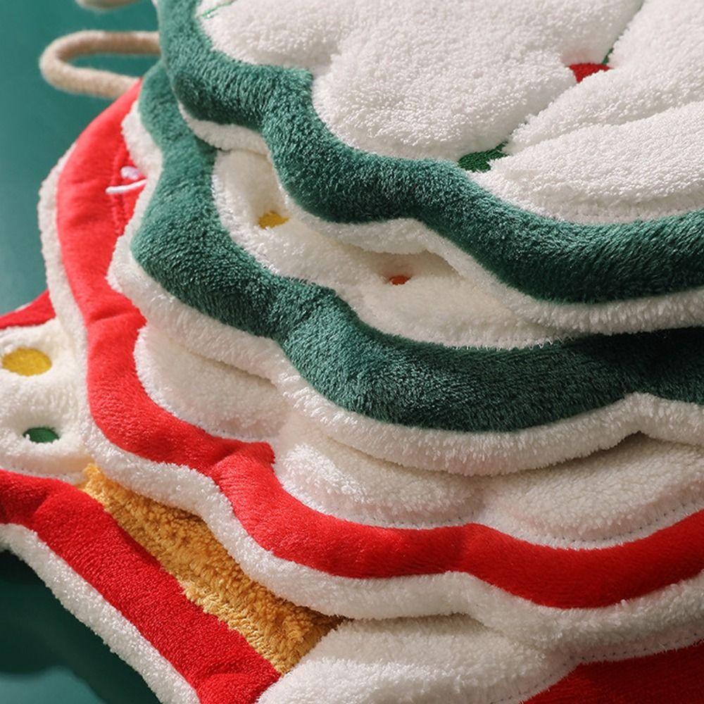 Thickened Christmas Hanging Hand Towels Cartoon Plush Hand Towel  Home Bathroom Kitchen Decor