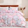 Comforter Pink Marble Queen Geometric Cube Comforter For Boys Girls Luxury Abstract Geometry Marble Texture Bedding Set