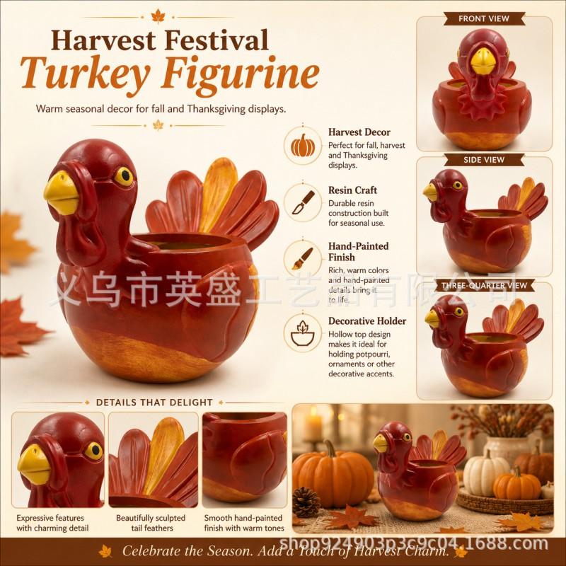 Harvest Turkey Figurine Storage Decor Outdoor Yard Decorations