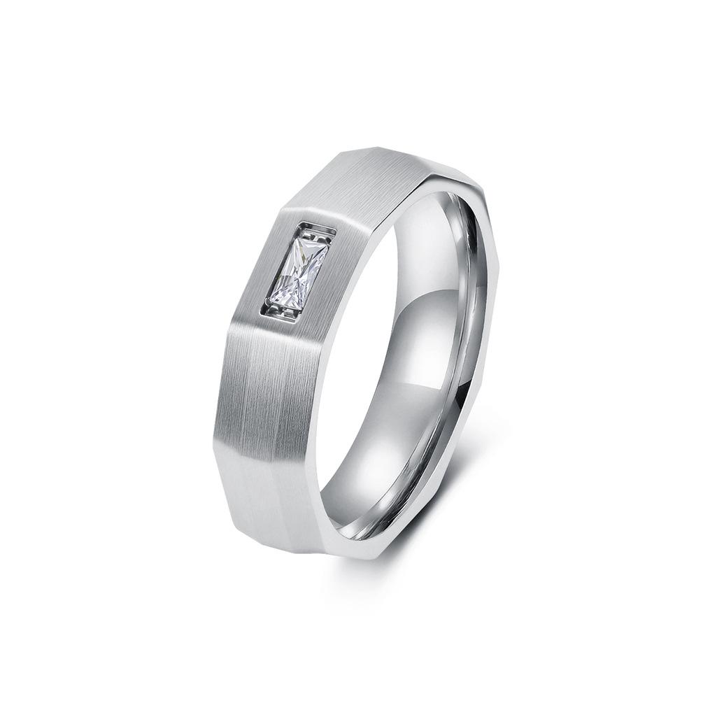Unisex Geometric Faceted Titanium Steel Ring Minimalist Angular Cut Band Niche European American Street Style Fashion Jewelry