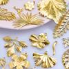 6pcs Gold Color Stainless Steel Charms For Jewelry Making Supplies Plant Leaf Flower Pendant Charm Cherry Pepper Sunflower Charm