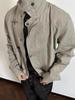Vintage Distressed Aircraft Buckle Lapel Jacket, Unisex Spring/Autumn Retro Short Wide Workwear Style