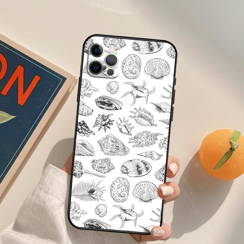 Seashell Shell Sea Art Funda Case For iPhone 16 Pro Max 15 14 11 12 13 Pro Max Mini XR 16e 16 15 Plus Phone Cover