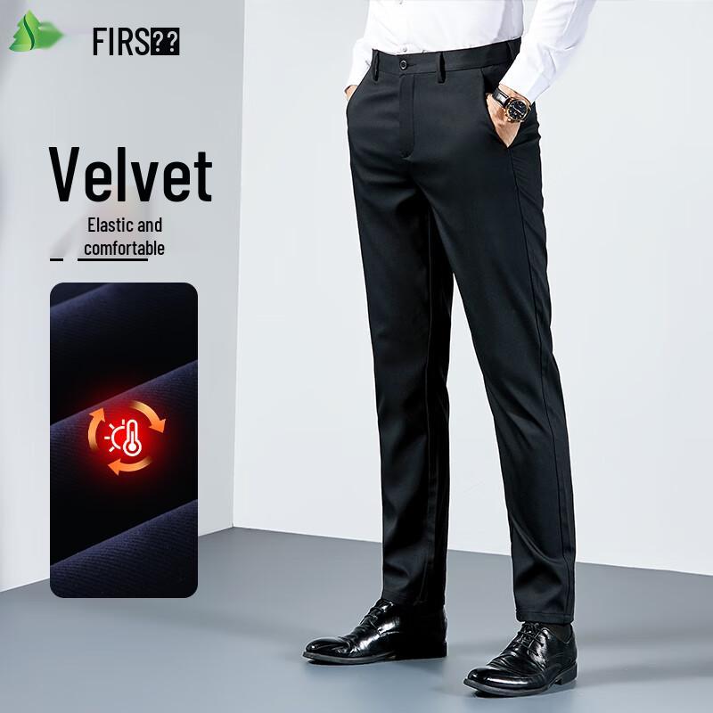 

Shanshan Men s Fleece-Lined Stretch Business Casual Trousers 35